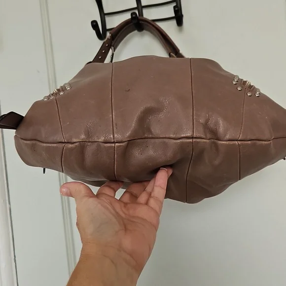 B. makowsky Studded Brown Leather Hobo Bag - Picture 3 of 11